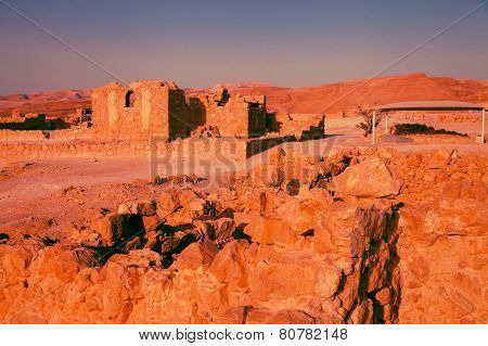 Massada Fort After Sunset