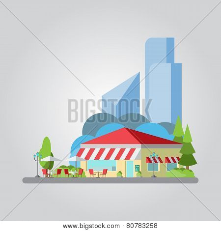 Flat Design Of Colorful Cityscape