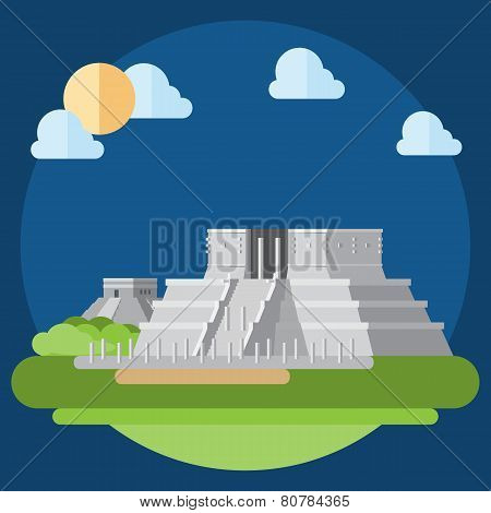 Flat Design Of Chichen Itza