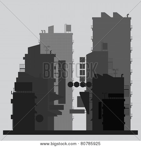 Flat Design Of Market In The City