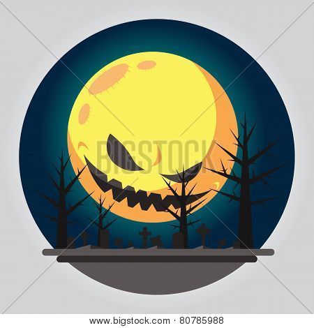Flat Design Of Evil Moon