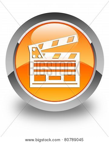 Cinema Clip Icon Glossy Orange Round Button