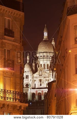 Montmartre, Night View Of The Sacré Coeur Boulevard Rochechouart
