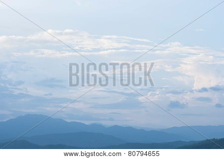Mountain And Cloud In Sunset.