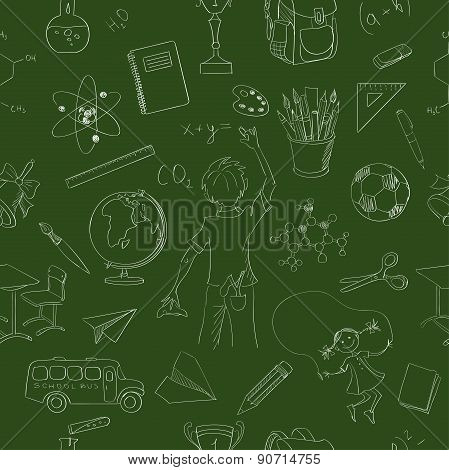 Seamless pattern school board freehand drawing