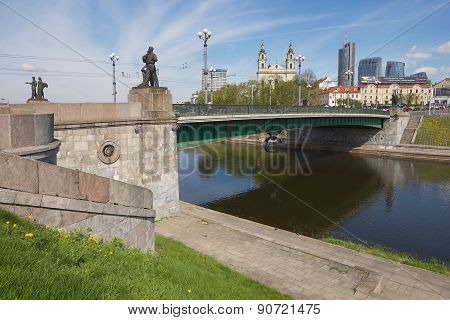 Exterior of the Green Bridge in Vilnius, Lithuania.
