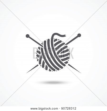 Yarn ball and needles icon