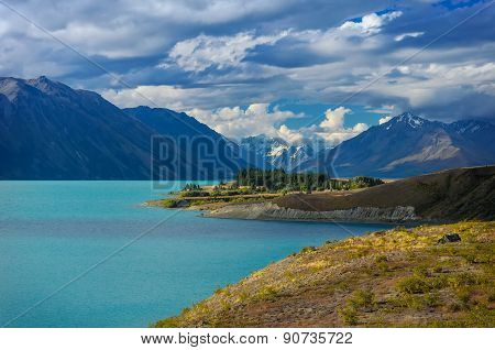Beautiful Background From The Lake Tekapo