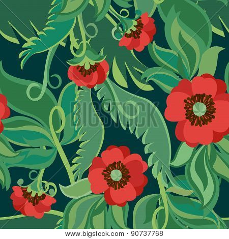 Bright Poppies Seamless Background