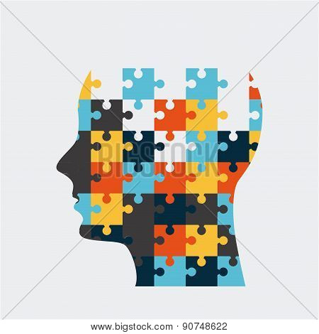 head puzzle over white background vector illustration