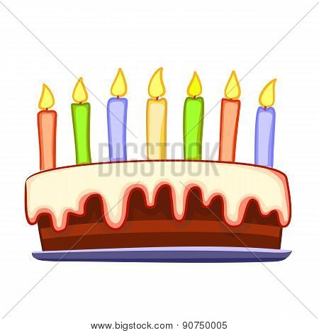 Bisolated Birthday Cake With Candles