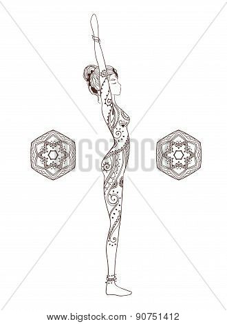 Ornament beautiful card with Vector yoga