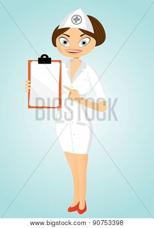beautiful confident nurse with clipboard