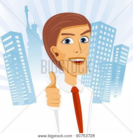 businessman standing with his thumbs up