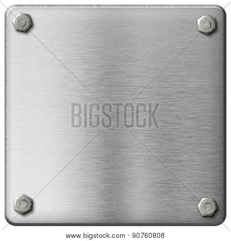 metal square plate with boltheads isolated