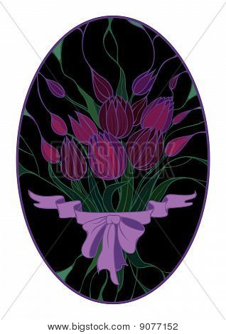 Vector Bouquet Of Flowers On Black Background