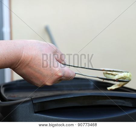 Women's Hand, Grilling Vegetables