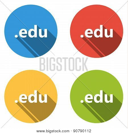 Collection Of 4 Isolated Flat Buttons (icons) For .edu Domain