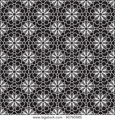 Floral Seamless Pattern In Black And White