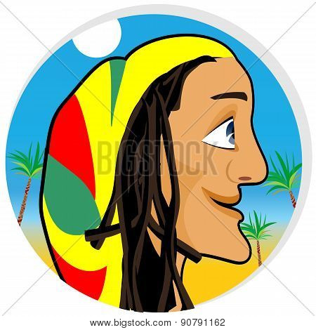 smiling rastafarian looking forward