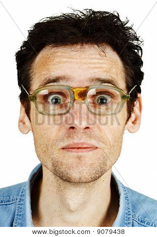 古いばかげて眼鏡で面白い乱れた男