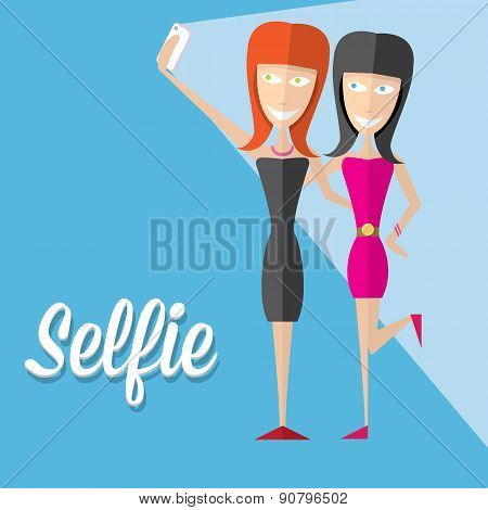 Taking Selfie Photo on Smart Phone concept