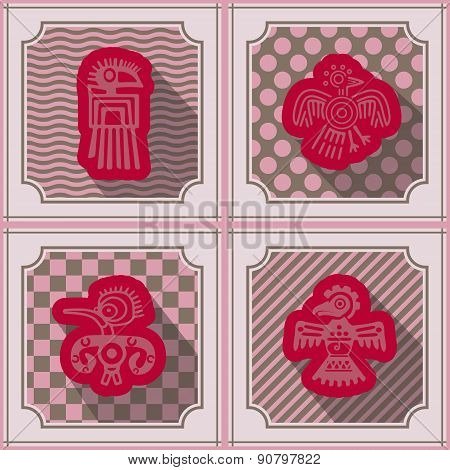 Seamless background with American Indians relics dingbats characters