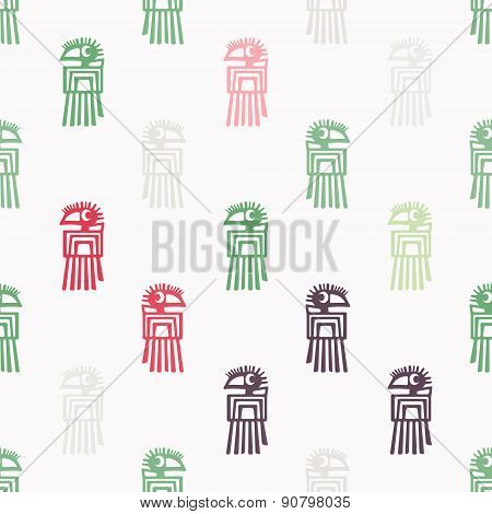 Seamless background with American Indians relics dingbats characters