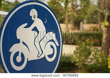 Sign Displaying The International Symbol For A Motorcycle