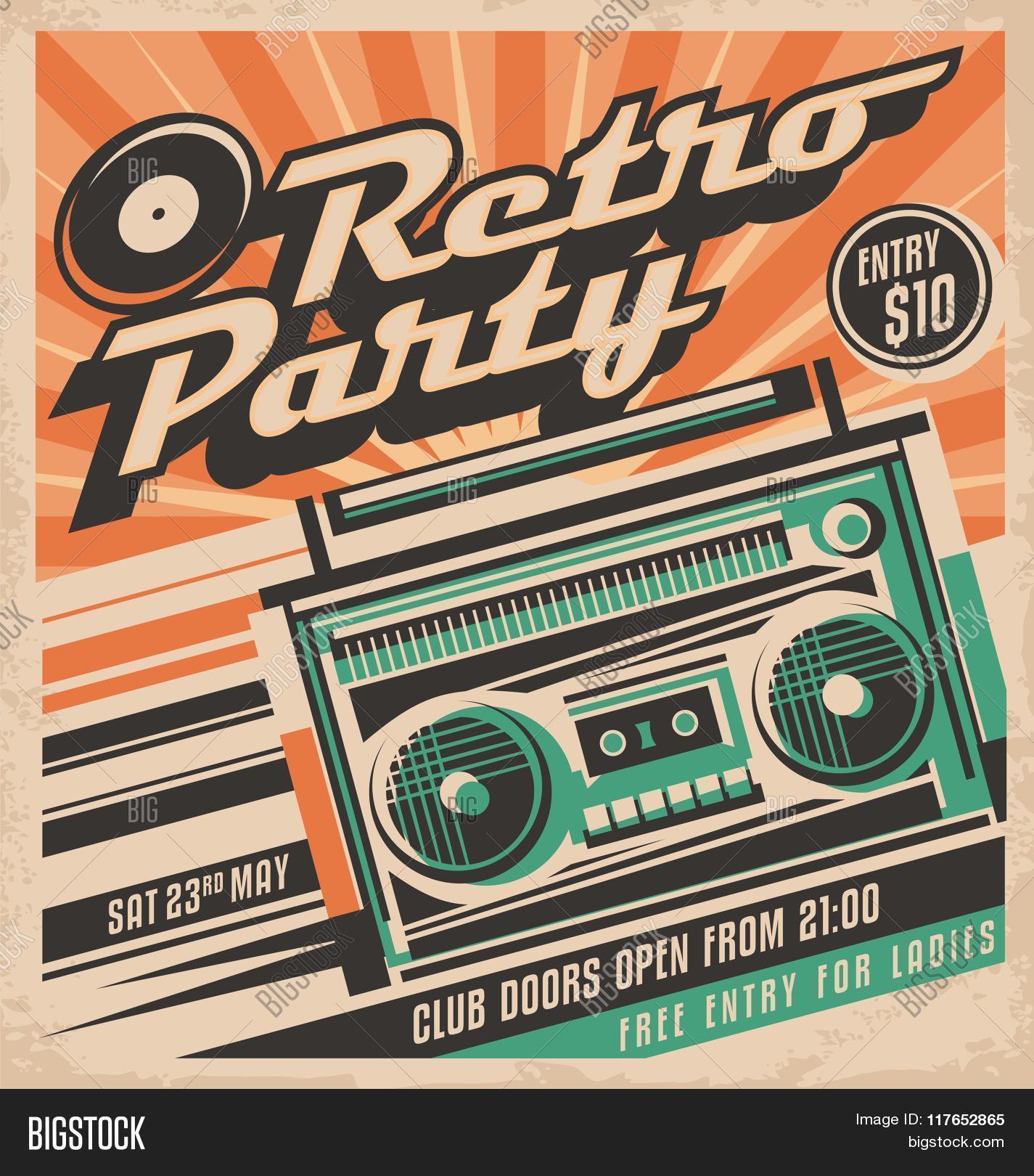 retro party vector photo free trial bigstock vintage invite template