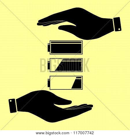 Save or protect symbol by hands.