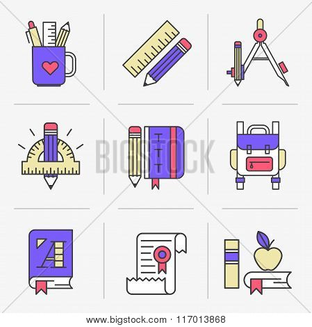 Creative Flat line ikon set