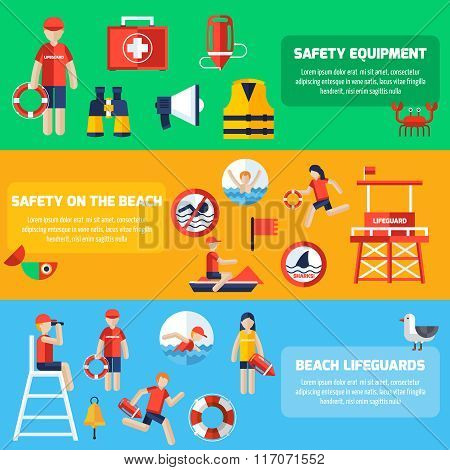 Life Guard Flat Banners Set