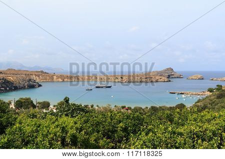 A bay in Lindos in Rhodes Greece