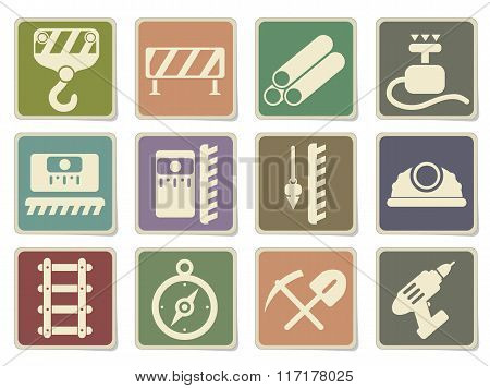Building equipment icons set