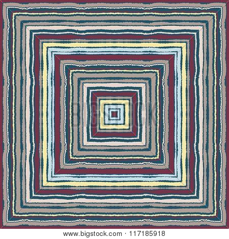 Seamless strip ethnic ornamental pattern. Rectangle, square lines with torn paper effect. Shred edge