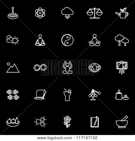Zen Concept Line Icons On Black Background