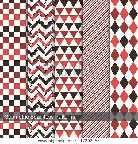 Set of vector geometric seamless patterns