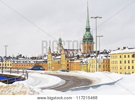 Church of Saint Clare and winter Norrmalm in Gamla Stan. Norrmalm is city district in Stockholm. Stockholm is the capital of Sweden and the most populous city in the Nordic region. Selective focus
** Note: Visible grain at 100%, best at smaller sizes