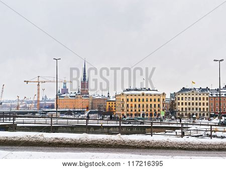 Winter Riddarholmen In Gamla Stan Of Stockholm