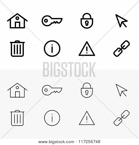 Set of flat line icons.