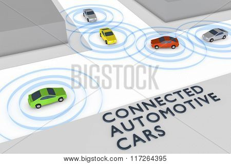 An image of some connected autonomous cars