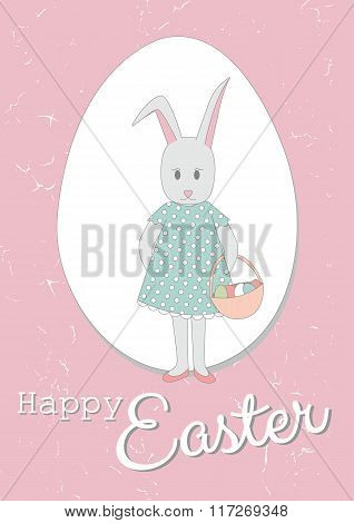 Easter Bunny and happy easter lettering