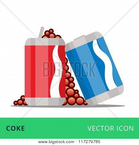 flat vector cans coke red and blue