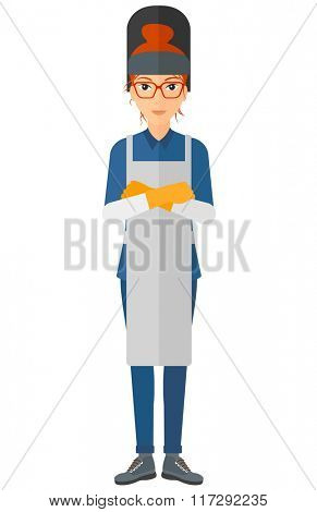 Confident smiling welder.