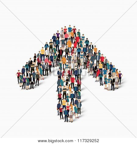 crowd people  shape  arrow direction
