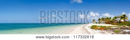 Panorama of a beautiful beach on Barbuda island in Caribbean