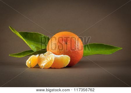 Clementine On Brown Background