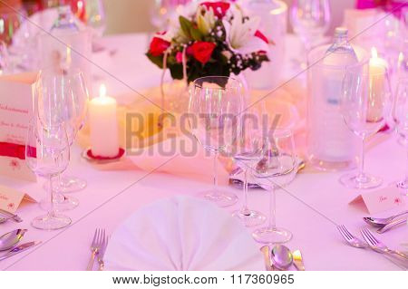 Romantic Decoreted Table With Candles And Flowersfor Celebration Specially Occasion