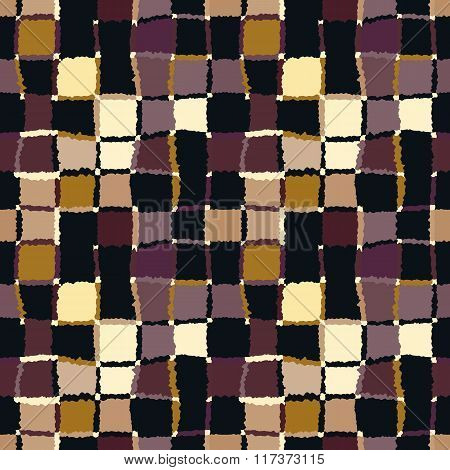Seamless geometric mosaic checked pattern. Background rectangles and squares. Patchwork, ceramic tex